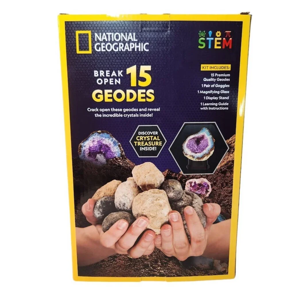 NEW National Geographic Break open 15 Geodes STEM Kit Science Geology Classroom